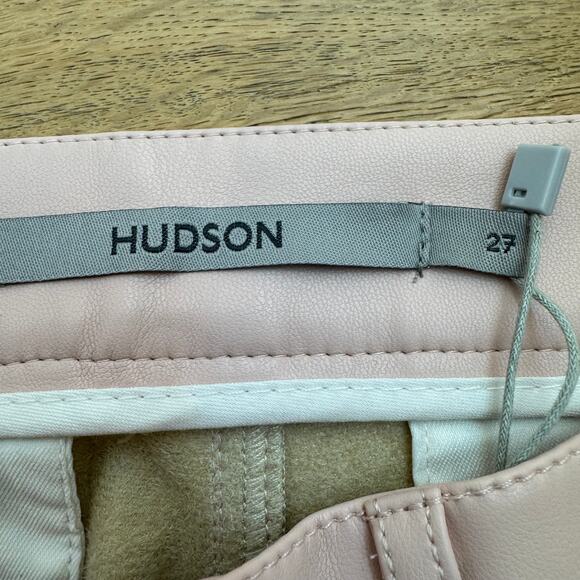 Hudson Jeans Blush Pink Front Yoke Vegan Leather Pleated Shorts NEW Size 27 - Picture 7 of 10